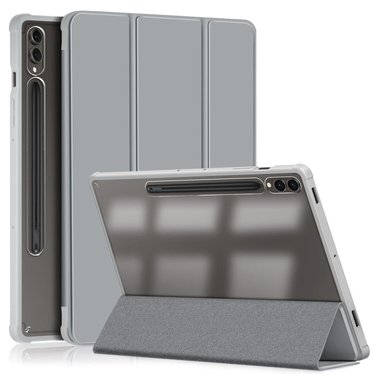 For Samsung Galaxy Tab S9+ Acrylic 3-folding Smart Leather Tablet Case(Grey) - Galaxy Tab S9+ Cases by PMC Jewellery | Online Shopping South Africa | PMC Jewellery | Buy Now Pay Later Mobicred