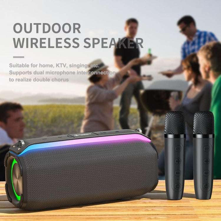 New RiXing NR8809 20W Outdoor Portable TWS Smart Wireless Bluetooth Speaker, Style:Dual Mic(Black) - Desktop Speaker by NewRixing | Online Shopping South Africa | PMC Jewellery | Buy Now Pay Later Mobicred