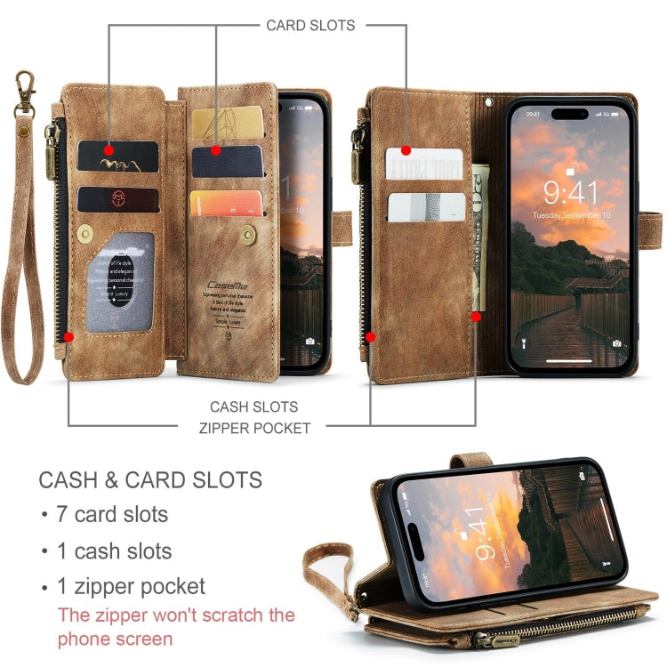 For iPhone 15 Pro Max CaseMe C30 Multifunctional Leather Phone Case(Brown) - iPhone 15 Pro Max Cases by CaseMe | Online Shopping South Africa | PMC Jewellery | Buy Now Pay Later Mobicred