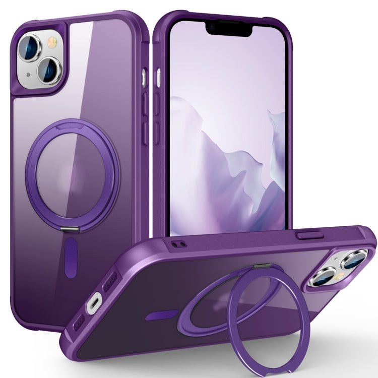 For iPhone 15 Plus MagSafe Magnetic Rotating Holder Phone Case(Purple) - iPhone 15 Plus Cases by PMC TechLife | Online Shopping South Africa | PMC TechLife