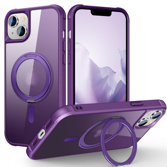 For iPhone 15 Plus MagSafe Magnetic Rotating Holder Phone Case(Purple) - iPhone 15 Plus Cases by PMC Jewellery | Online Shopping South Africa | PMC Jewellery