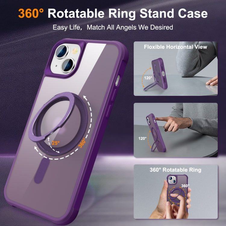 For iPhone 15 Plus MagSafe Magnetic Rotating Holder Phone Case(Purple) - iPhone 15 Plus Cases by PMC TechLife | Online Shopping South Africa | PMC TechLife