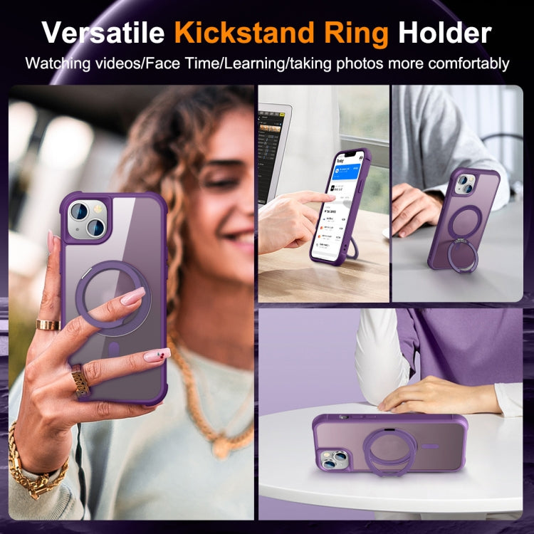 For iPhone 15 Plus MagSafe Magnetic Rotating Holder Phone Case(Purple) - iPhone 15 Plus Cases by PMC TechLife | Online Shopping South Africa | PMC TechLife