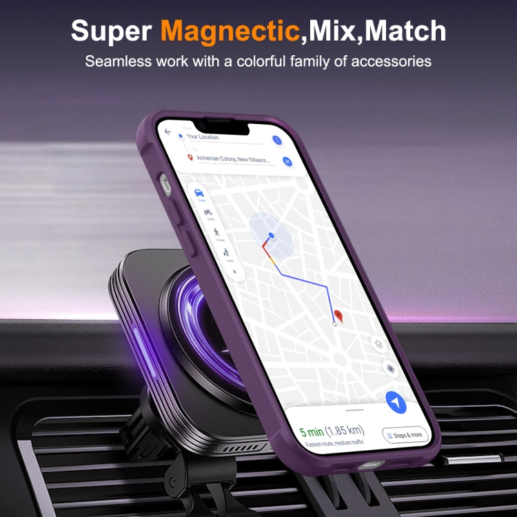 For iPhone 15 Plus MagSafe Magnetic Rotating Holder Phone Case(Purple) - iPhone 15 Plus Cases by PMC TechLife | Online Shopping South Africa | PMC TechLife