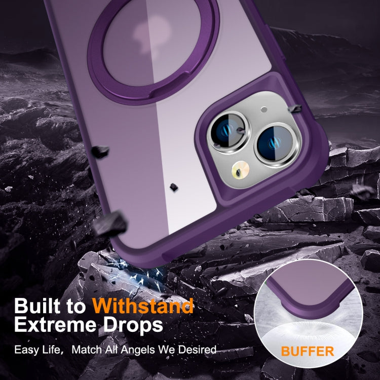 For iPhone 15 Plus MagSafe Magnetic Rotating Holder Phone Case(Purple) - iPhone 15 Plus Cases by PMC TechLife | Online Shopping South Africa | PMC TechLife