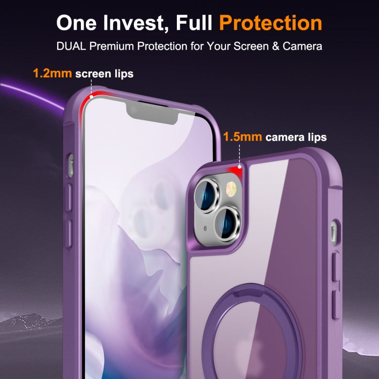 For iPhone 15 Plus MagSafe Magnetic Rotating Holder Phone Case(Purple) - iPhone 15 Plus Cases by PMC TechLife | Online Shopping South Africa | PMC TechLife
