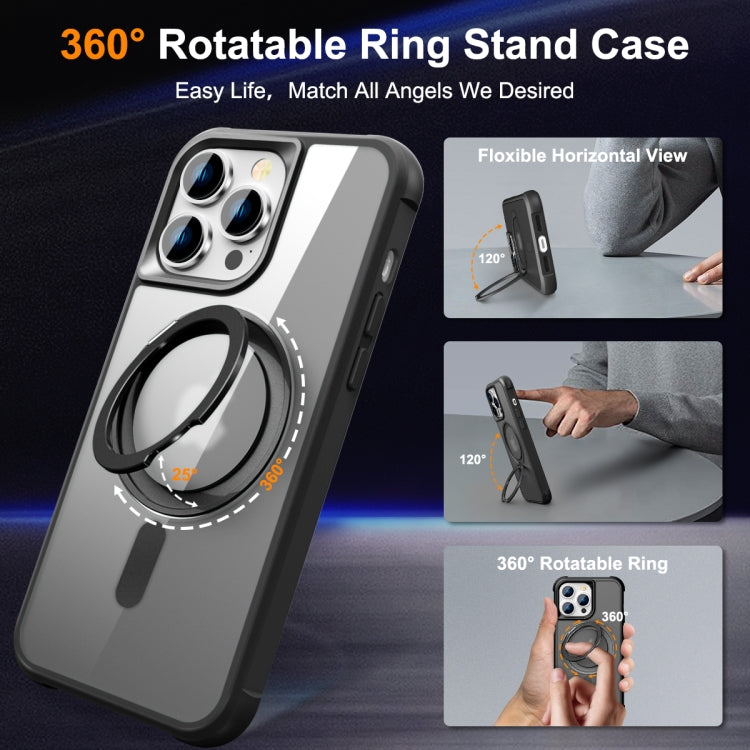 For iPhone 14 Pro MagSafe Magnetic Rotating Holder Phone Case(Black) - iPhone 14 Pro Cases by PMC TechLife | Online Shopping South Africa | PMC TechLife