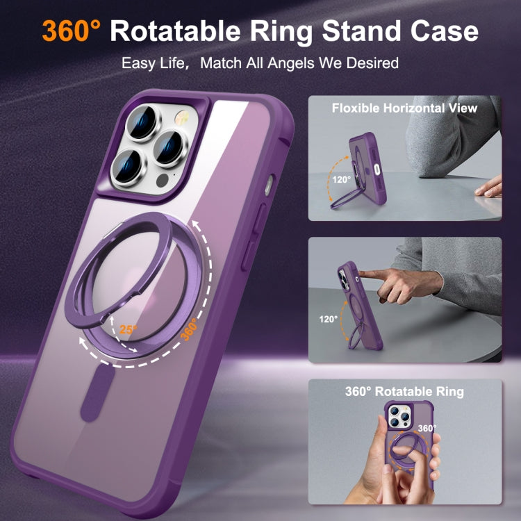 For iPhone 14 Pro Max MagSafe Magnetic Rotating Holder Phone Case(Purple) - iPhone 14 Pro Max Cases by PMC Jewellery | Online Shopping South Africa | PMC Jewellery