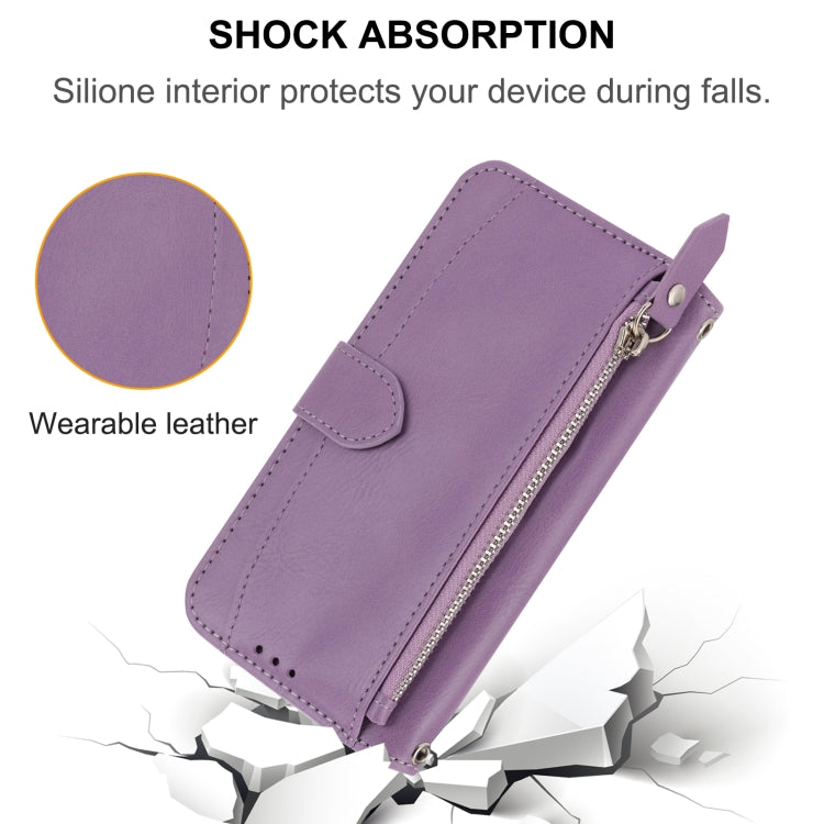 For iPhone SE 2024 Oil Skin Zipper Wallet Leather Phone Case(Purple) - More iPhone Cases by PMC Jewellery | Online Shopping South Africa | PMC Jewellery | Buy Now Pay Later Mobicred