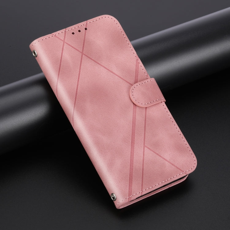 For iPhone SE 2024 Embossed Line Leather Phone Case with Lanyard(Pink) - More iPhone Cases by PMC Jewellery | Online Shopping South Africa | PMC Jewellery | Buy Now Pay Later Mobicred