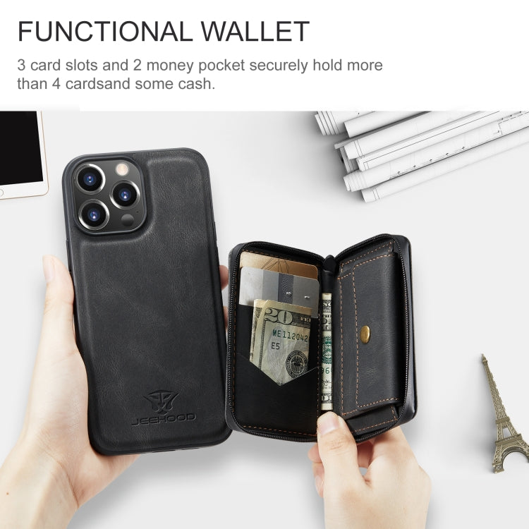 For iPhone 15 Pro Max JEEHOOD Magnetic Zipper Wallet Leather Phone Case(Black) - iPhone 15 Pro Max Cases by JEEHOOD | Online Shopping South Africa | PMC Jewellery | Buy Now Pay Later Mobicred