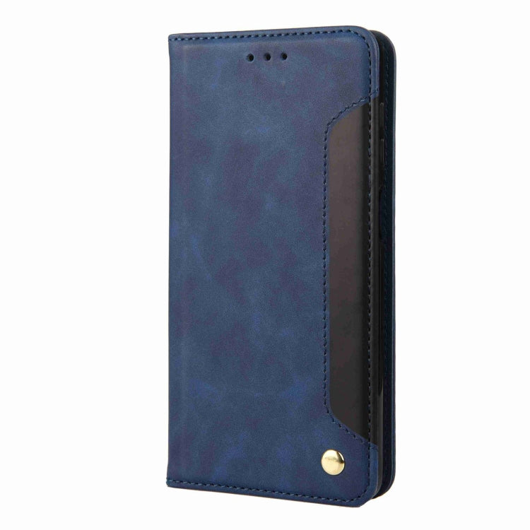 For iPhone 16 Plus Skin Feel Splicing Leather Phone Case(Blue) - iPhone 16 Plus Cases by PMC Jewellery | Online Shopping South Africa | PMC Jewellery | Buy Now Pay Later Mobicred