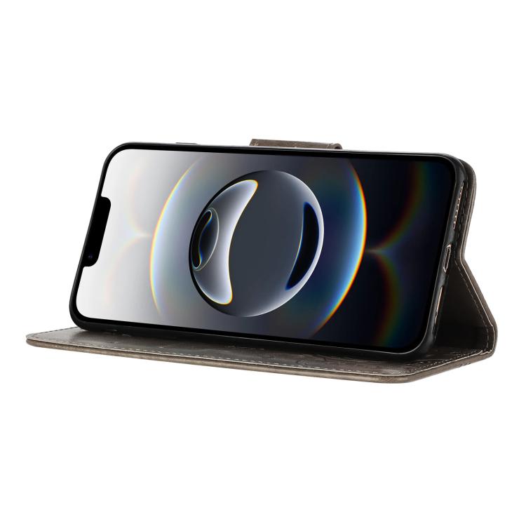 For iPhone 16e Butterfly Flower Pattern Flip Leather Phone Case(Grey) - iPhone 16e Cases by PMC TechLife | Online Shopping South Africa | PMC TechLife | Buy Now Pay Later Mobicred