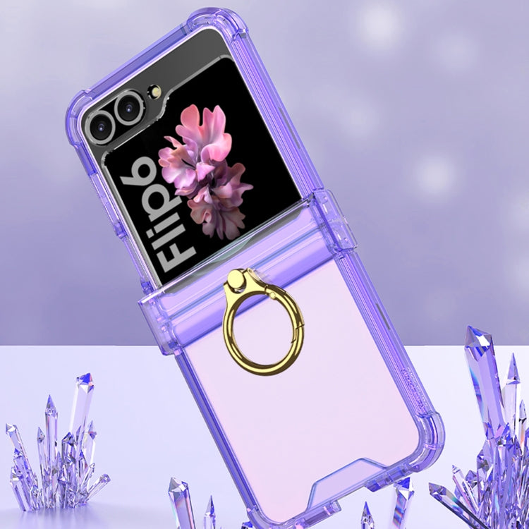 For Samsung Galaxy Z Flip6 Gkk Airbag Hinge Silicone Phone Case with Ring Holder(Transparent Purple) - Galaxy Z Flip6 5G Cases by GKK | Online Shopping South Africa | PMC Jewellery | Buy Now Pay Later Mobicred