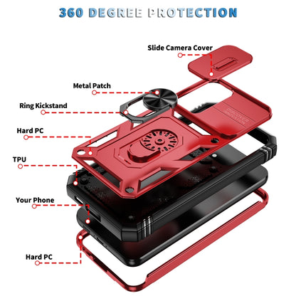 For Samsung Galaxy S23 FE 5G Sliding Camshield TPU + PC Phone Case with Holder(Red+Black) - Galaxy S23 FE 5G Cases by PMC Jewellery | Online Shopping South Africa | PMC Jewellery