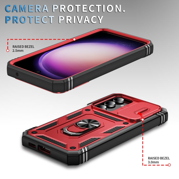 For Samsung Galaxy S23 FE 5G Sliding Camshield TPU + PC Phone Case with Holder(Red+Black) - Galaxy S23 FE 5G Cases by PMC Jewellery | Online Shopping South Africa | PMC Jewellery