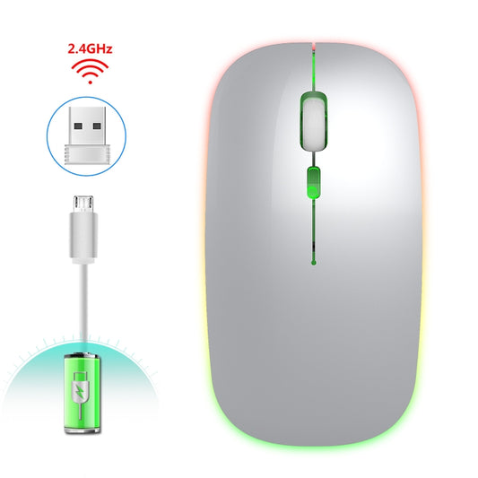 HXSJ M40 2.4GHZ 800,1200,1600dpi Third Gear Adjustment Colorful Wireless Mouse USB Rechargeable(Silver) - Wireless Mice by HXSJ | Online Shopping South Africa | PMC Jewellery | Buy Now Pay Later Mobicred