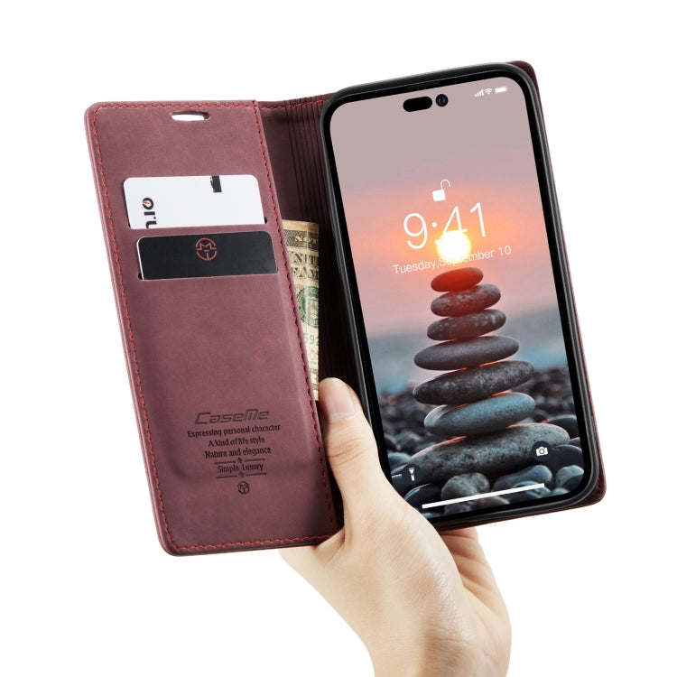 For iPhone 15 Pro CaseMe 013 Multifunctional Horizontal Flip Leather Phone Case(Wine Red) - iPhone 15 Pro Cases by CaseMe | Online Shopping South Africa | PMC Jewellery | Buy Now Pay Later Mobicred