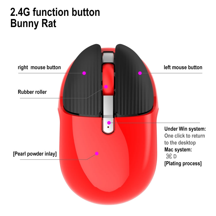 HXSJ M106 2.4GHZ 1600dpi Single-mode Wireless Mouse USB Rechargeable(Red) - Wireless Mice by HXSJ | Online Shopping South Africa | PMC Jewellery | Buy Now Pay Later Mobicred