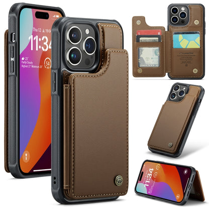 For iPhone 15 Pro CaseMe C22 Card Slots Holder RFID Anti-theft Phone Case(Brown) - iPhone 15 Pro Cases by CaseMe | Online Shopping South Africa | PMC Jewellery | Buy Now Pay Later Mobicred