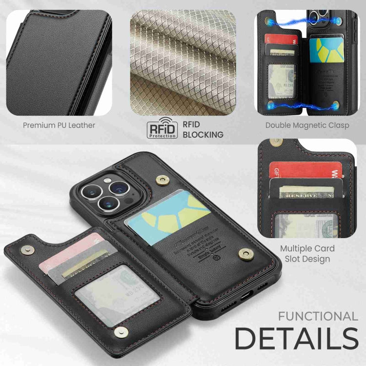 For iPhone 15 Pro CaseMe C22 Card Slots Holder RFID Anti-theft Phone Case(Black) - iPhone 15 Pro Cases by CaseMe | Online Shopping South Africa | PMC Jewellery | Buy Now Pay Later Mobicred