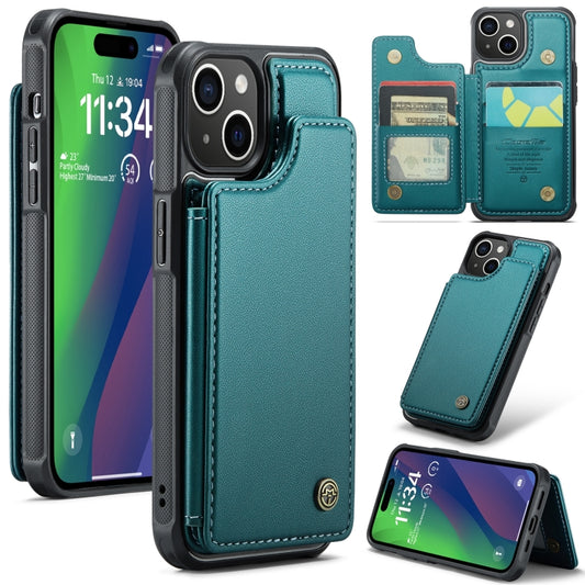 For iPhone 15 Plus CaseMe C22 Card Slots Holder RFID Anti-theft Phone Case(Blue Green) - iPhone 15 Plus Cases by CaseMe | Online Shopping South Africa | PMC Jewellery | Buy Now Pay Later Mobicred