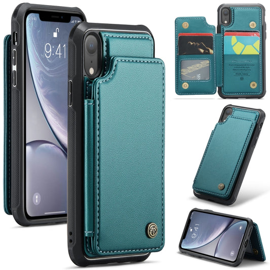 For iPhone XR CaseMe C22 Card Slots Holder RFID Anti-theft Phone Case(Blue Green) - More iPhone Cases by CaseMe | Online Shopping South Africa | PMC Jewellery | Buy Now Pay Later Mobicred