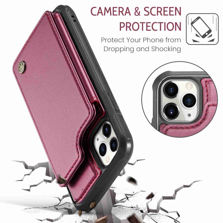 For iPhone 11 Pro Max CaseMe C22 Card Slots Holder RFID Anti-theft Phone Case(Wine Red) - iPhone 11 Pro Max Cases by CaseMe | Online Shopping South Africa | PMC Jewellery | Buy Now Pay Later Mobicred