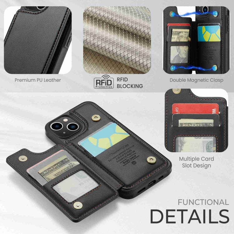 For iPhone 13 CaseMe C22 Card Slots Holder RFID Anti-theft Phone Case(Black) - iPhone 13 Cases by CaseMe | Online Shopping South Africa | PMC Jewellery | Buy Now Pay Later Mobicred