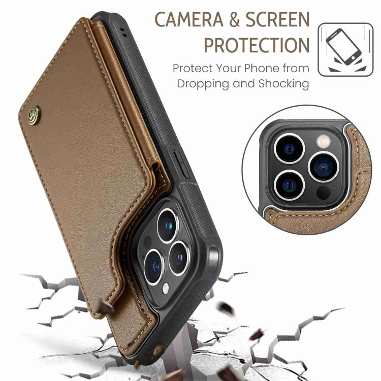 For iPhone 13 Pro CaseMe C22 Card Slots Holder RFID Anti-theft Phone Case(Brown) - iPhone 13 Pro Cases by CaseMe | Online Shopping South Africa | PMC Jewellery | Buy Now Pay Later Mobicred