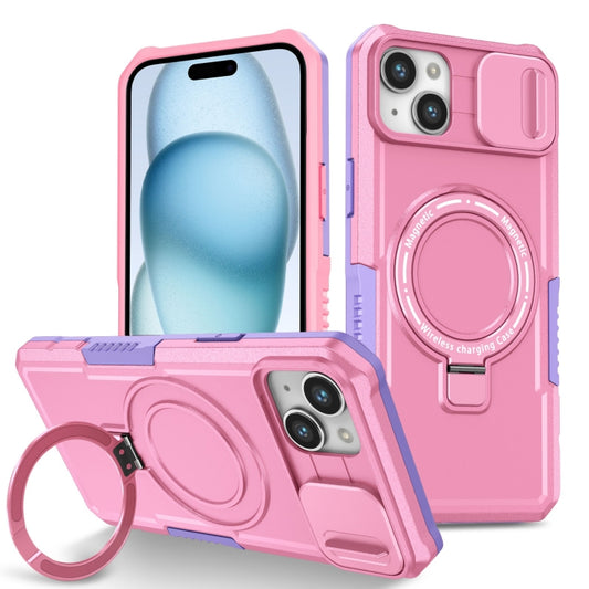 For iPhone 15 Plus Sliding Camshield Magsafe Holder TPU Hybrid PC Phone Case(Purple Pink) - iPhone 15 Plus Cases by PMC Jewellery | Online Shopping South Africa | PMC Jewellery