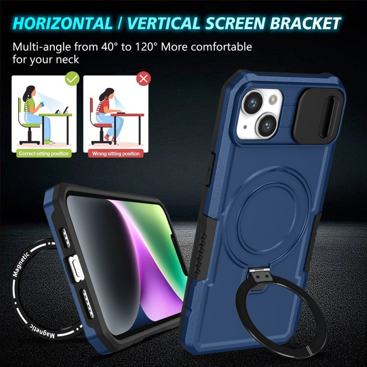 For iPhone 15 Sliding Camshield Magsafe Holder TPU Hybrid PC Phone Case(Royal Blue) - iPhone 15 Cases by PMC Jewellery | Online Shopping South Africa | PMC Jewellery