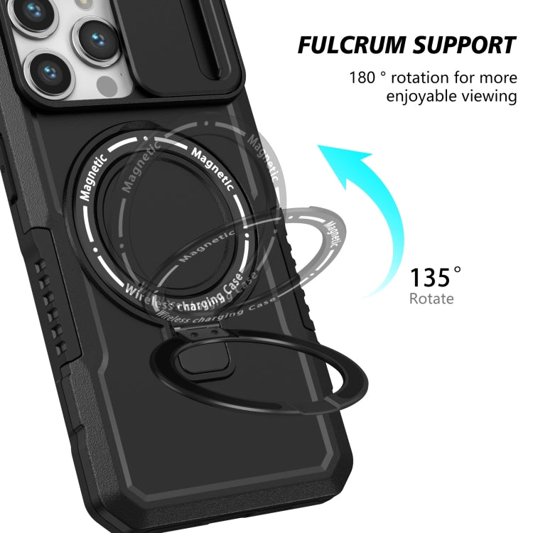 For iPhone 14 Pro Max Sliding Camshield Magsafe Holder TPU Hybrid PC Phone Case(Black) - iPhone 14 Pro Max Cases by PMC TechLife | Online Shopping South Africa | PMC TechLife