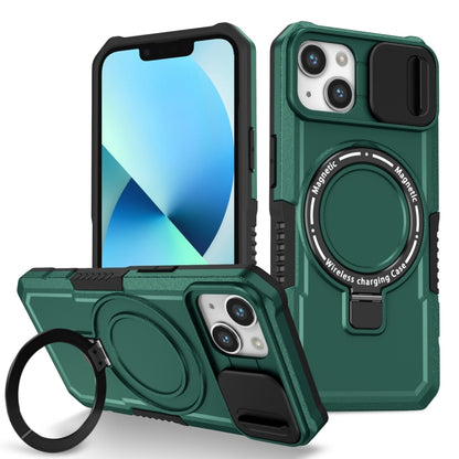 For iPhone 13 Sliding Camshield Magsafe Holder TPU Hybrid PC Phone Case(Deep Green) - iPhone 13 Cases by PMC Jewellery | Online Shopping South Africa | PMC Jewellery