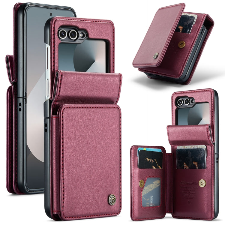 For Samsung Galaxy Z Flip6 5G CaseMe C22 PC+TPU Business Style RFID Anti-theft Leather Phone Case(Wine Red) - Galaxy Z Flip6 5G Cases by CaseMe | Online Shopping South Africa | PMC Jewellery | Buy Now Pay Later Mobicred