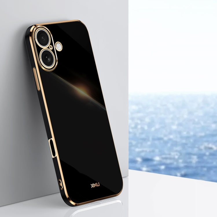 For iPhone 16 XINLI Straight Edge 6D Electroplate TPU Phone Case(Black) - free shipping - PMC Jewellery - Order now!