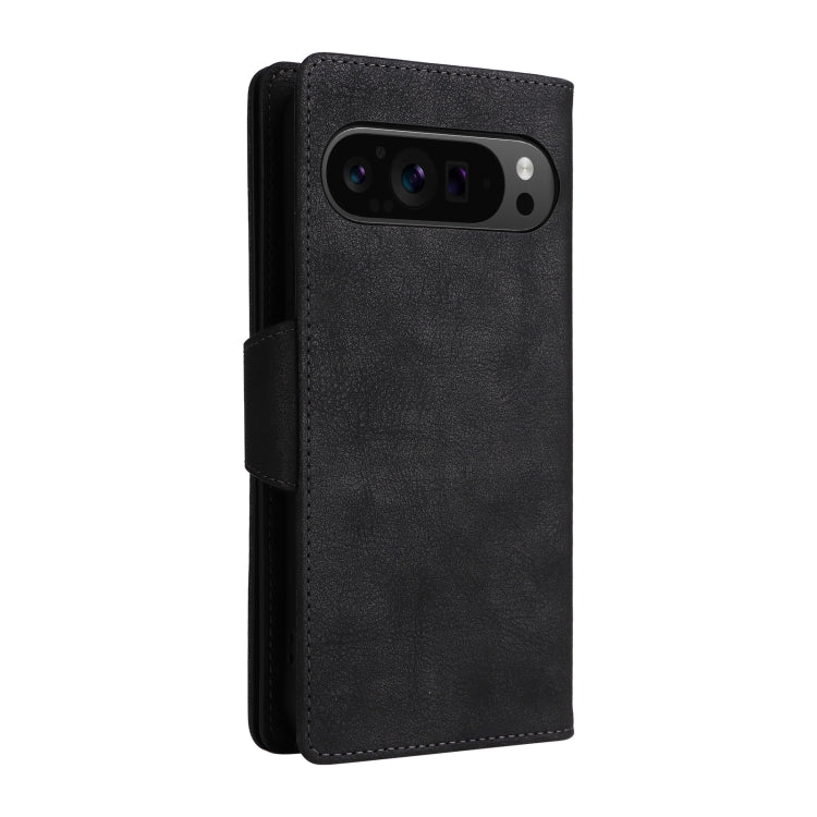 For Google Pixel 9 Pro Rivet Buckle 9 Cards Three Fold Leather Phone Case(Black) - Google Cases by PMC Jewellery | Online Shopping South Africa | PMC Jewellery | Buy Now Pay Later Mobicred