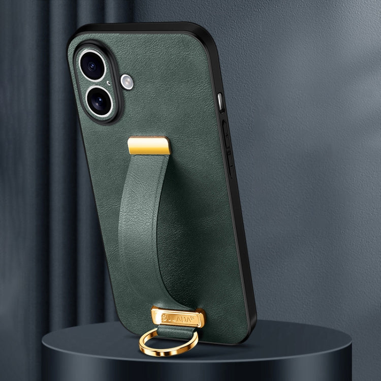 For iPhone 16 Plus SULADA Tide Cool Series PC + Leather Texture Skin Feel Phone Case(Green) - iPhone 16 Plus Cases by SULADA | Online Shopping South Africa | PMC Jewellery | Buy Now Pay Later Mobicred