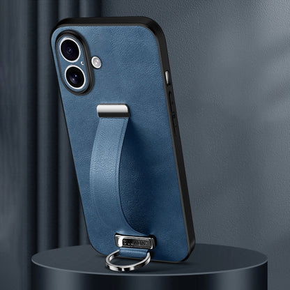 For iPhone 16 SULADA Tide Cool Series PC + Leather Texture Skin Feel Phone Case(Blue) - iPhone 16 Cases by SULADA | Online Shopping South Africa | PMC Jewellery | Buy Now Pay Later Mobicred