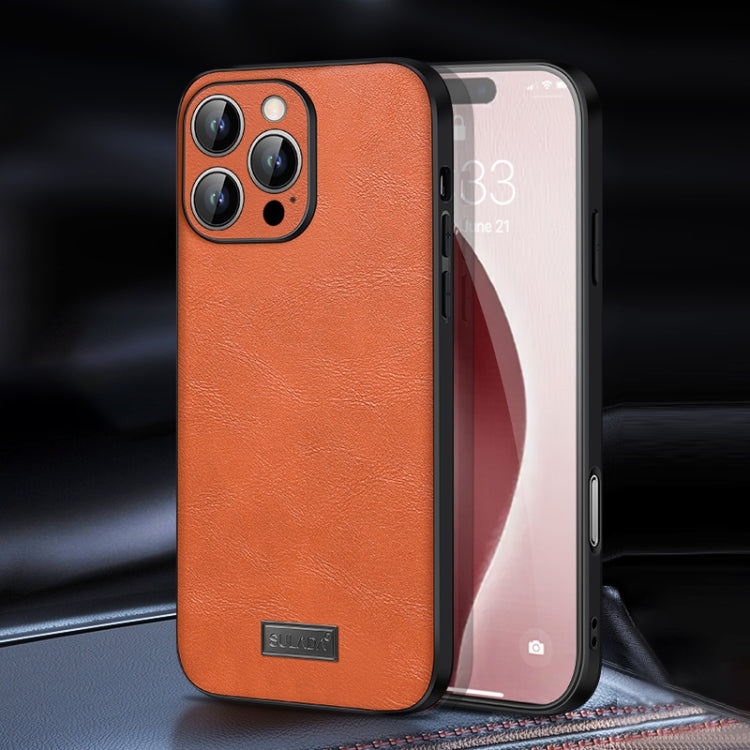 For iPhone 16 Pro Max SULADA Shockproof TPU Hybrid Handmade Leather Phone Case(Orange) - iPhone 16 Pro Max Cases by SULADA | Online Shopping South Africa | PMC Jewellery | Buy Now Pay Later Mobicred