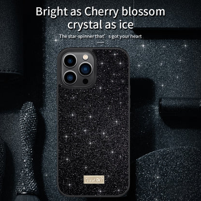 For iPhone 16 SULADA Glittery PC Hybrid TPU Handmade Leather Phone Case(Black) - iPhone 16 Cases by SULADA | Online Shopping South Africa | PMC Jewellery | Buy Now Pay Later Mobicred