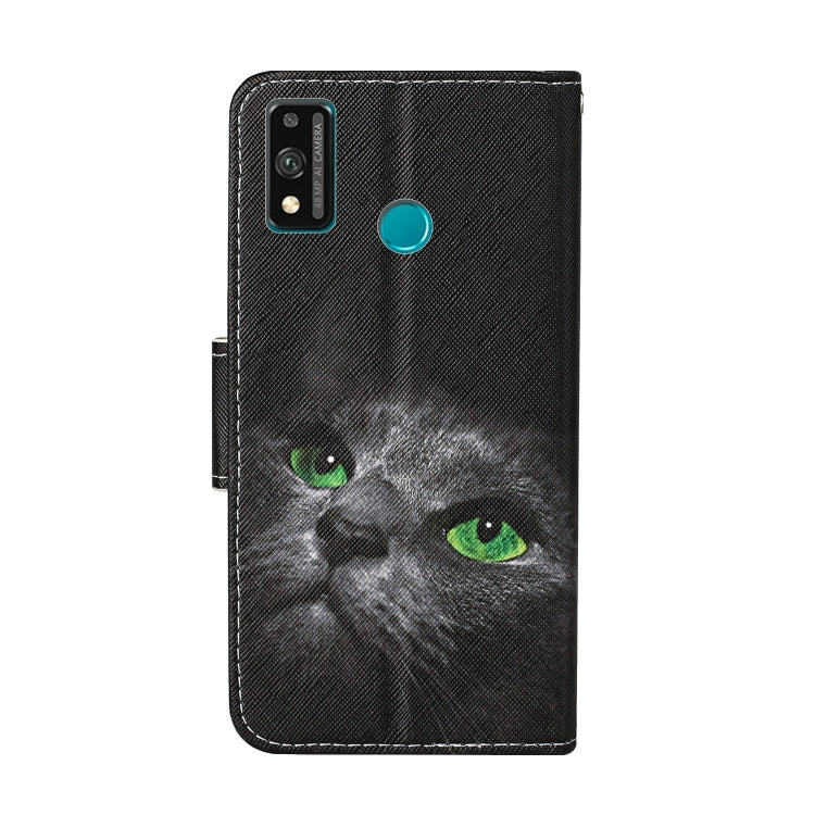 For Huawei Honor 9X Lite Colored Drawing Pattern Horizontal Flip Leather Case with Holder & Card Slots & Wallet(Black Cat) - Honor Cases by PMC TechLife | Online Shopping South Africa | PMC TechLife | Buy Now Pay Later Mobicred