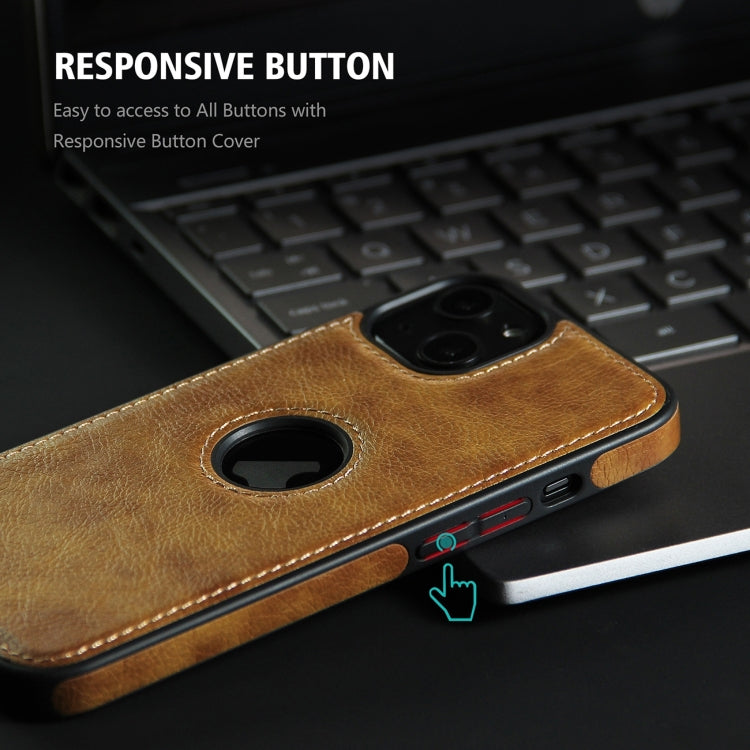 For iPhone 15 Pro Leather Texture Stitching Phone Case(Brown) - iPhone 15 Pro Cases by PMC TechLife | Online Shopping South Africa | PMC TechLife | Buy Now Pay Later Mobicred
