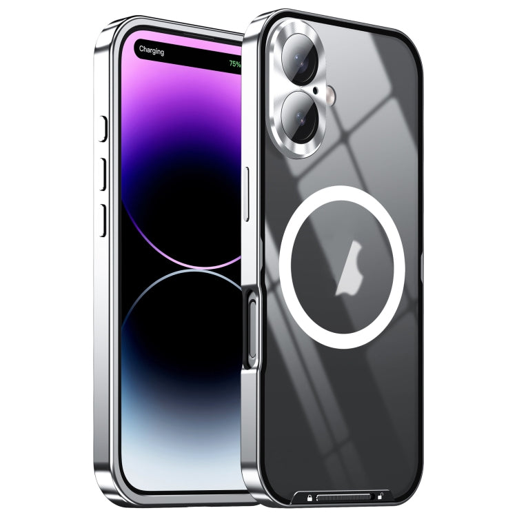 For iPhone 16 Frosted MagSafe Magnetic Metal Phone Case(Silver) - iPhone 16 Cases by PMC Jewellery | Online Shopping South Africa | PMC Jewellery | Buy Now Pay Later Mobicred