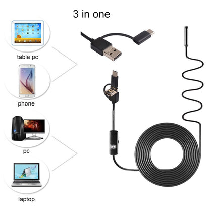 AN100 3 in 1 IP67 Waterproof USB-C / Type-C + Micro USB + USB HD Endoscope Snake Tube Inspection Camera for Parts of OTG Function Android Mobile Phone, with 6 LEDs, Lens Diameter:5.5mm(Length: 2m) -  by PMC Jewellery | Online Shopping South Africa | PMC Jewellery | Buy Now Pay Later Mobicred