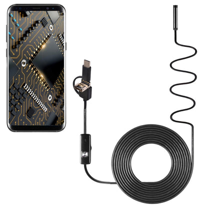 AN100 3 in 1 IP67 Waterproof USB-C / Type-C + Micro USB + USB HD Endoscope Hard Tube Inspection Camera for Parts of OTG Function Android Mobile Phone, with 6 LEDs, Lens Diameter:8mm(Length: 3.5m) -  by PMC Jewellery | Online Shopping South Africa | PMC Jewellery | Buy Now Pay Later Mobicred