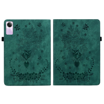 For Xiaomi Redmi Pad SE 11 inch Butterfly Rose Embossed Leather Tablet Case(Green) - More Tablet Cases by PMC Jewellery | Online Shopping South Africa | PMC Jewellery