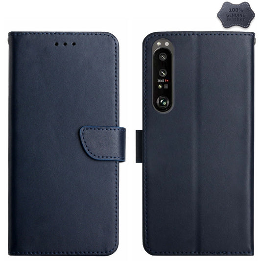 For Sony Xperia 1 VI Genuine Leather Fingerprint-proof Horizontal Flip Phone Case(Blue) - Sony Cases by PMC Jewellery | Online Shopping South Africa | PMC Jewellery | Buy Now Pay Later Mobicred