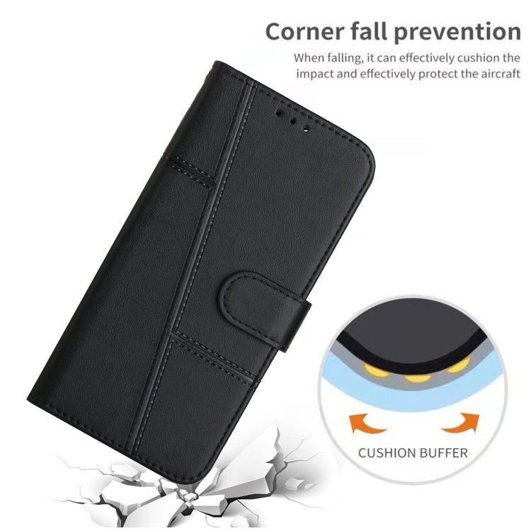 For Motorola Edge 2024 Stitching Calf Texture Buckle Leather Phone Case(Black) - Motorola Cases by PMC Jewellery | Online Shopping South Africa | PMC Jewellery | Buy Now Pay Later Mobicred