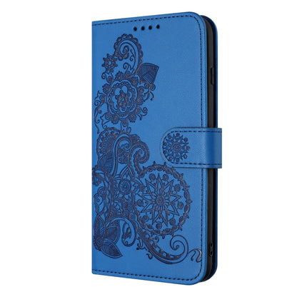 For Motorola Moto E13 Datura Flower Embossed Flip Leather Phone Case(Blue) - Motorola Cases by PMC Jewellery | Online Shopping South Africa | PMC Jewellery | Buy Now Pay Later Mobicred